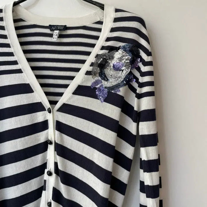 [BUNJANG] Giorgio Armani Jeans Striped Cotton Cardigan Size 40 / 아르마니진스 스트라이프 가디건 40사이즈