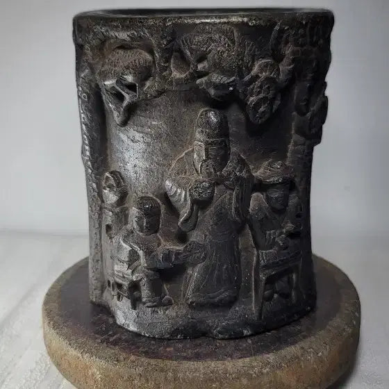 [BUNJANG] Ancient Soapstone Brush Pot with Scholar and Figure Motifs / 오래된 곱돌필통(신선문.고사인물문)오리지널명품