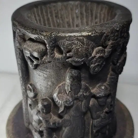 [BUNJANG] Ancient Soapstone Brush Pot with Scholar and Figure Motifs / 오래된 곱돌필통(신선문.고사인물문)오리지널명품