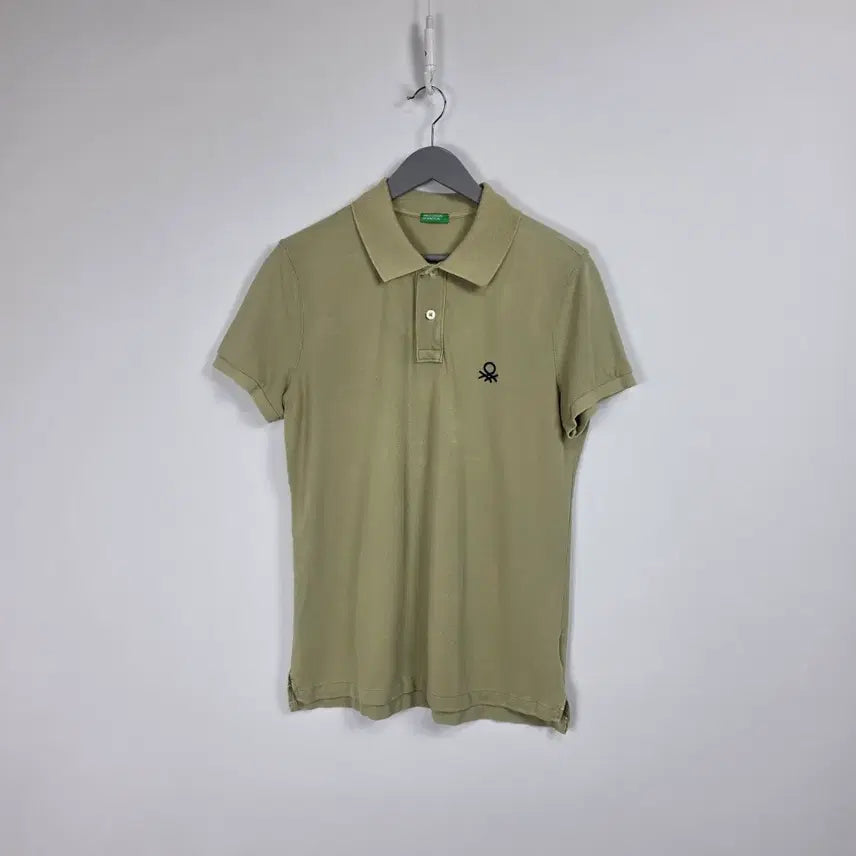 [BUNJANG] Benetton Khaki Half Sleeve Collar T-Shirt Women&