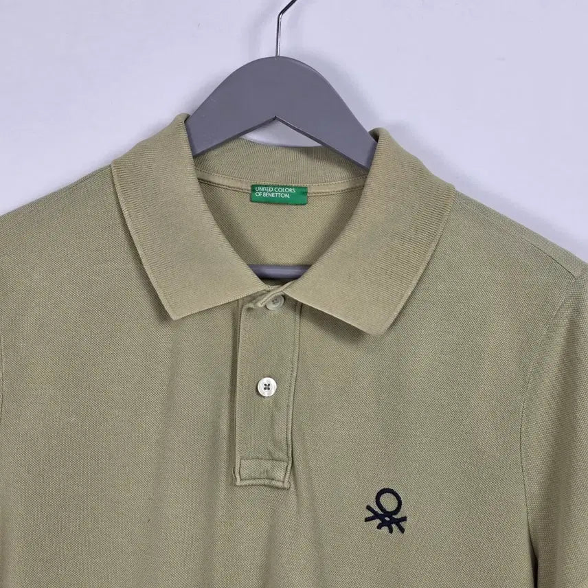 [BUNJANG] Benetton Khaki Half Sleeve Collar T-Shirt Women&