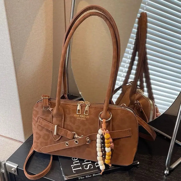 [BUNJANG] Brown Suede Shoulder Bag / 브라운 스웨이드 숄더백