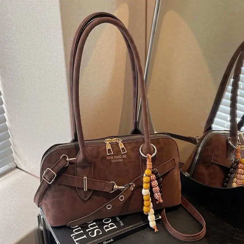 [BUNJANG] Brown Suede Shoulder Bag / 브라운 스웨이드 숄더백