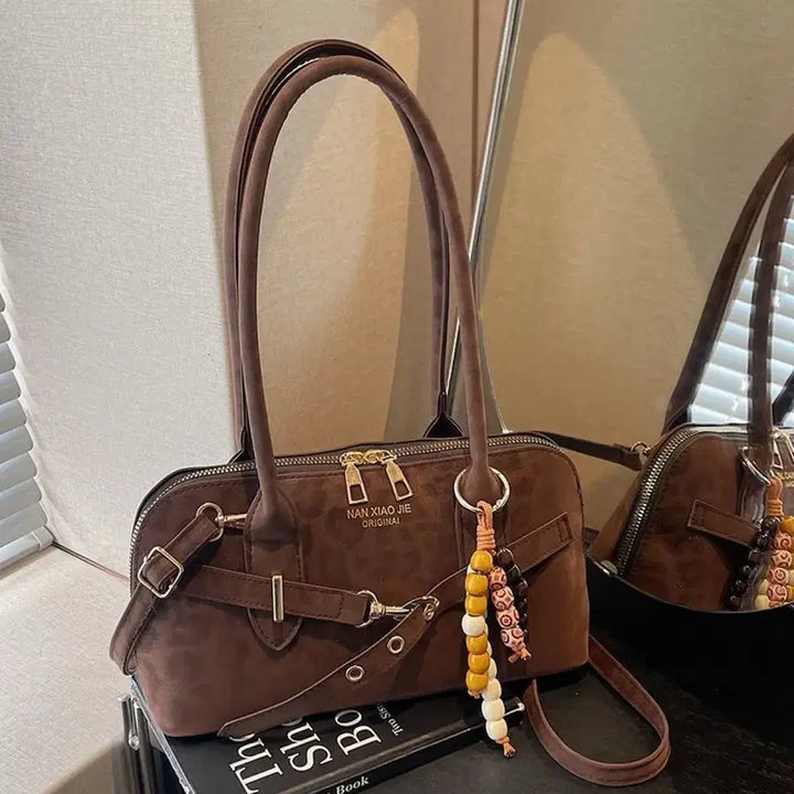 [BUNJANG] Brown Suede Shoulder Bag / 브라운 스웨이드 숄더백