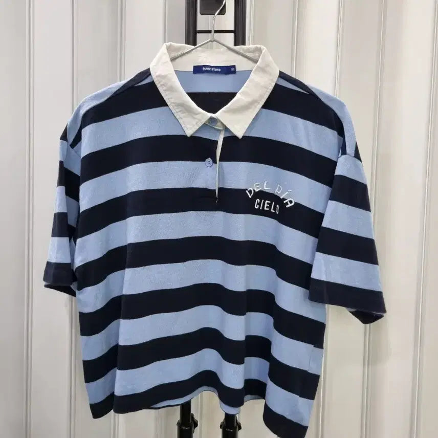 [BUNJANG] Frank Stone Striped Collar Short Sleeve T-Shirt / frank stone 스트라이프 카라 반팔티