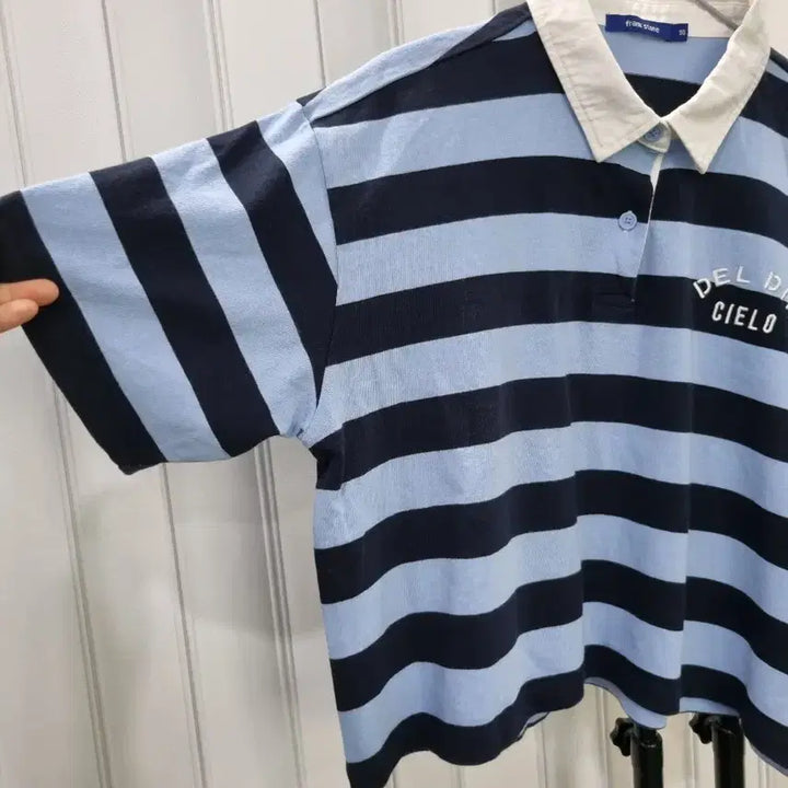 [BUNJANG] Frank Stone Striped Collar Short Sleeve T-Shirt / frank stone 스트라이프 카라 반팔티