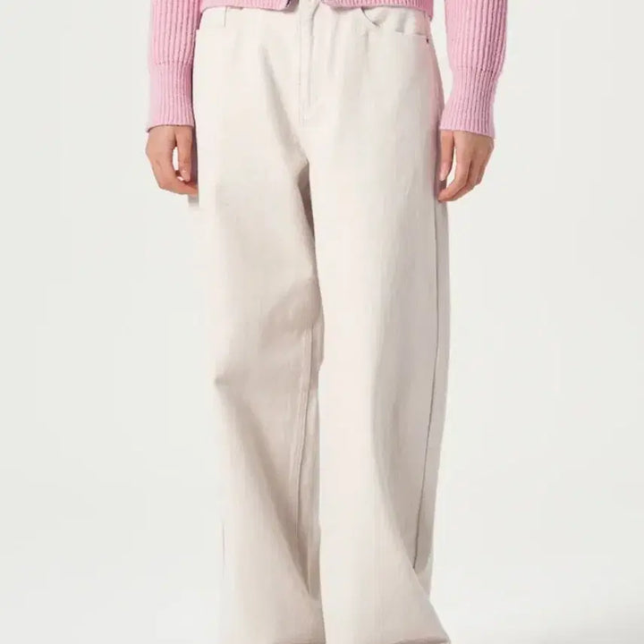 [BUNJANG] 8Seconds Cream Cotton Long Wide Pants (Ivory, M) / 에잇세컨즈 크림팬츠 코튼 롱 와이드 팬츠 아이보리M