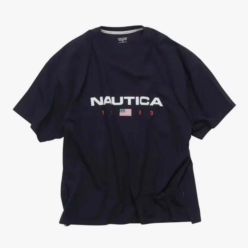 [BUNJANG] Nautica 83 Flag Logo T-Shirt Navy / 노티카 83플래그 로고 티셔츠 네이비 새상품
