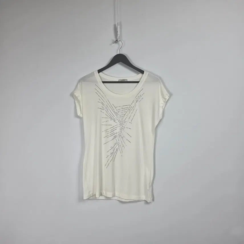 [BUNJANG] Clovice White Cubic Short Sleeve T-Shirt Women&