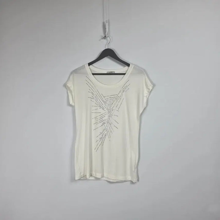 [BUNJANG] Clovice White Cubic Short Sleeve T-Shirt Women&