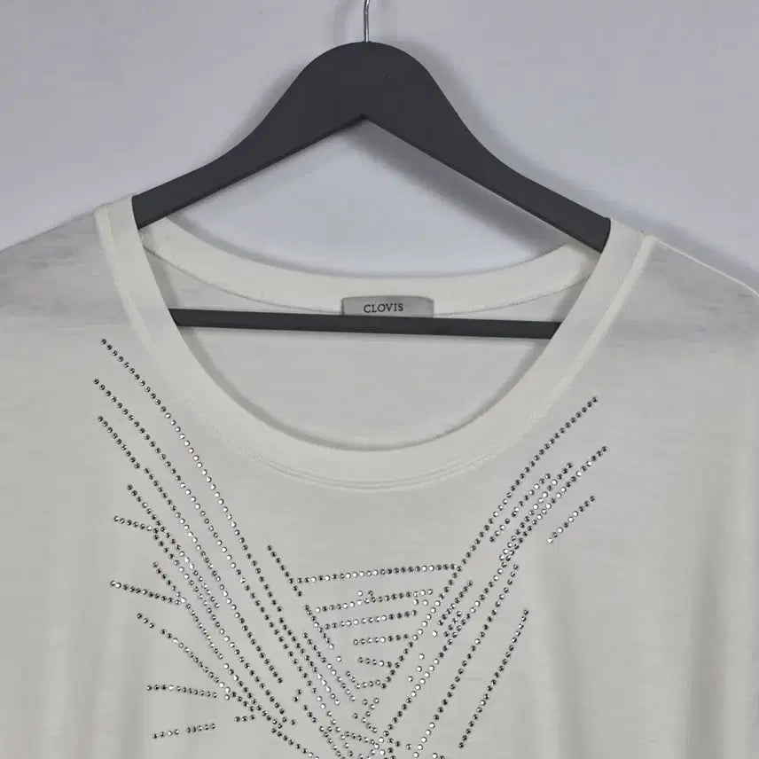[BUNJANG] Clovice White Cubic Short Sleeve T-Shirt Women&