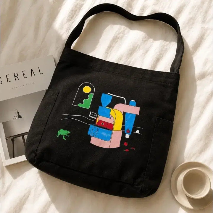 [BUNJANG] Sydney Stitch Coffee Eco Bag / 시드니 스티치 커피 에코백