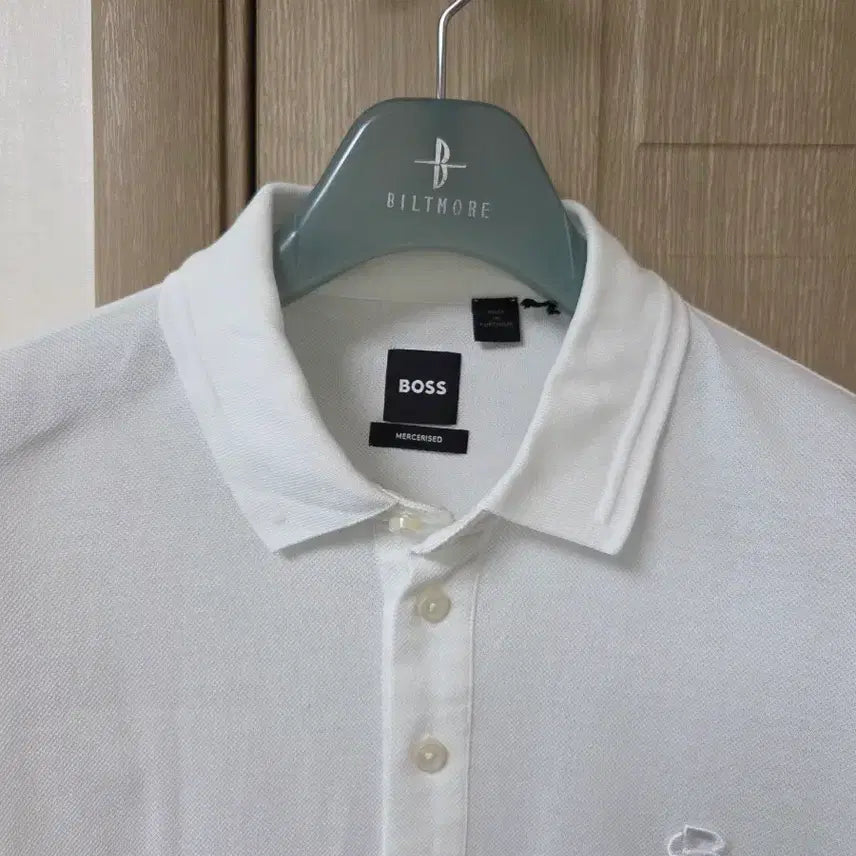 [BUNJANG] BOSS Merised Cotton Polo T-Shirt White L / 보스 메르세라이즈드 카라티 L