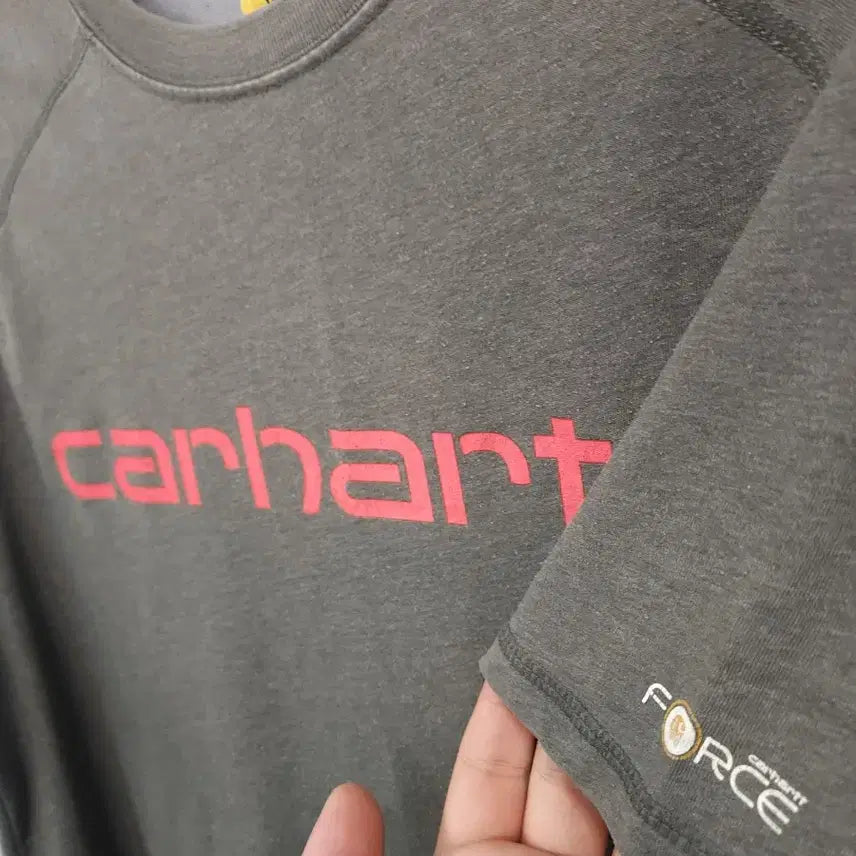 [BUNJANG] Carhartt Gray Logo Short Sleeve T-Shirt / 칼하트 회색 로고 반팔티셔츠
