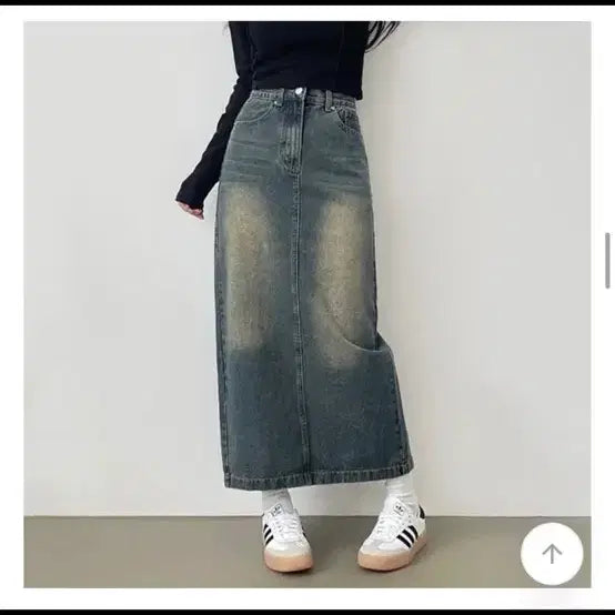 [BUNJANG] Vintage Mood High-Waisted Denim Long Skirt / 빈티지무드 하이웨스트 데님 롱스커트