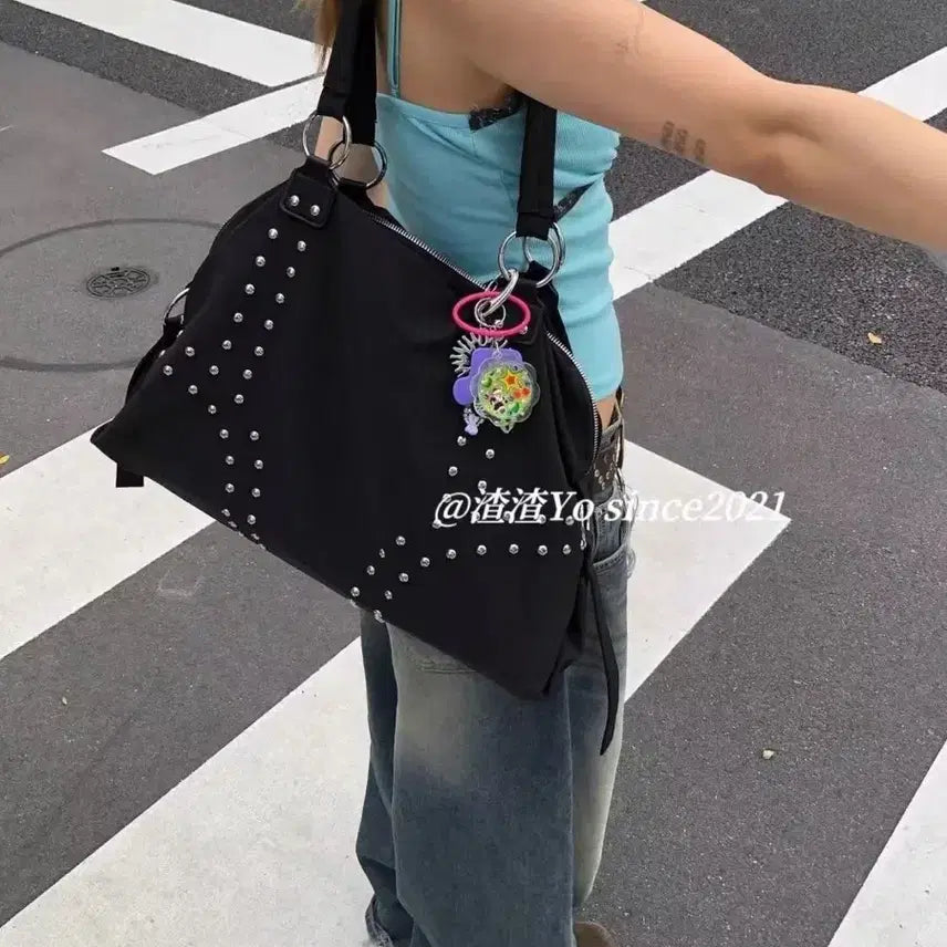 [BUNJANG] Punk Studded Casual Tote Bag (Plus Size) / 펑크 스터드 캐주얼 빅사이즈 토트백