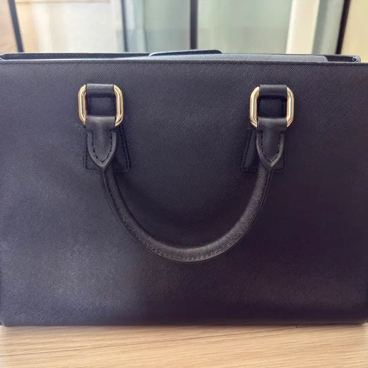 [BUNJANG] Metrociti Black Leather Tote Bag / 메트로시티 블랙 토트백