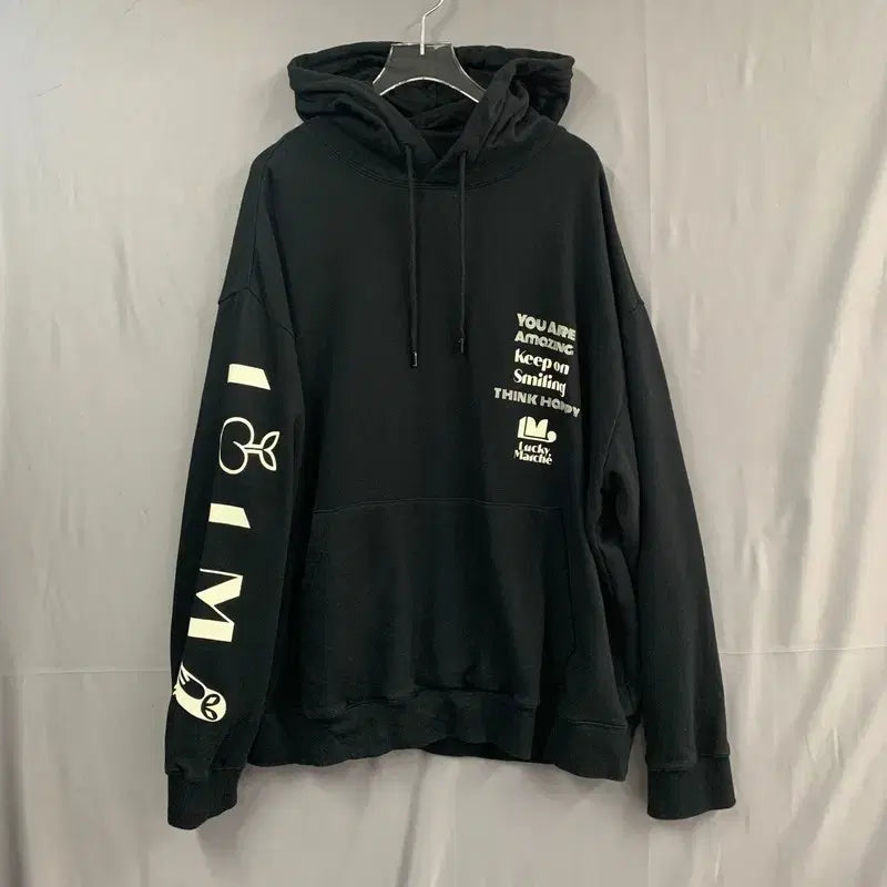 [BUNJANG] Lucky Chouette Printing Oversized Hoodie / M 럭키마르쉐 럭키슈에뜨 프린팅 오버핏 후드티