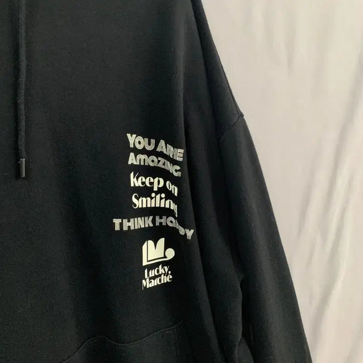 [BUNJANG] Lucky Chouette Printing Oversized Hoodie / M 럭키마르쉐 럭키슈에뜨 프린팅 오버핏 후드티