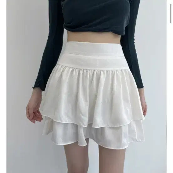 [BUNJANG] Silhouette Ballerina Ruffle Mini Skirt White / 실루엣 발레리나 캉캉 미니스커트 화이트
