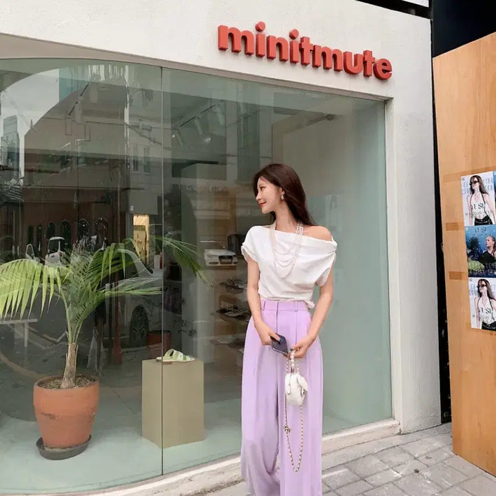 [BUNJANG] Lavender Wide Slacks Set / 라벤더 와이드 슬랙스 세트
