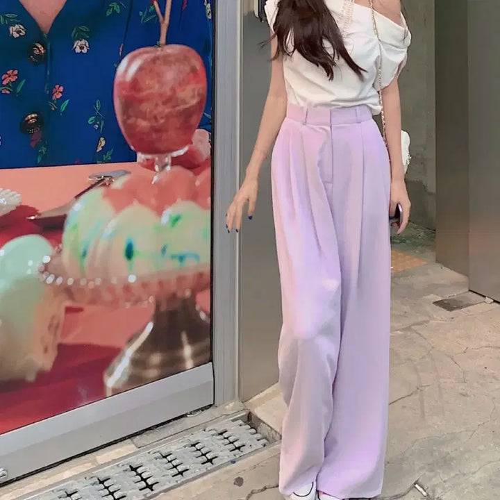 [BUNJANG] Lavender Wide Slacks Set / 라벤더 와이드 슬랙스 세트