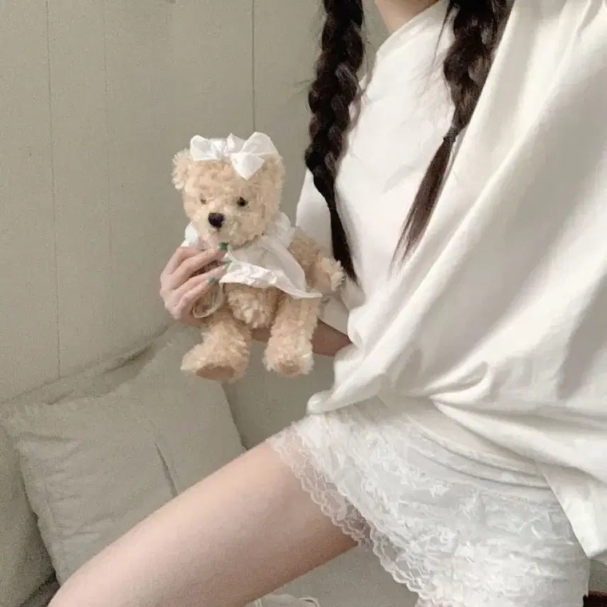 [BUNJANG] Lace Layered Safety Shorts / 레이스 레이어드 안전팬티 반바지(3컬러)