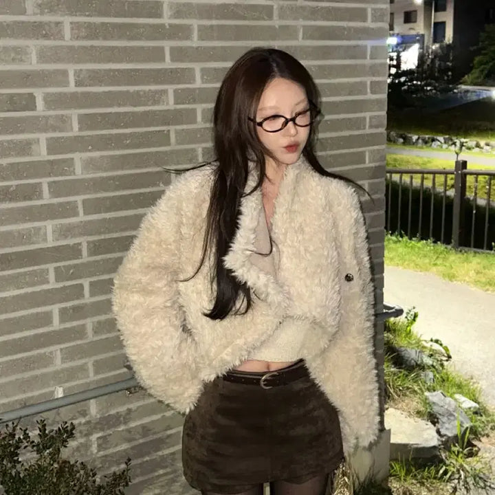 [BUNJANG] Suede Low-Waist Mini Skirt Pants with Built-in Shorts / 스웨이드 미니스커트 팬츠 로우웨스트 페미닌 속바지 내장