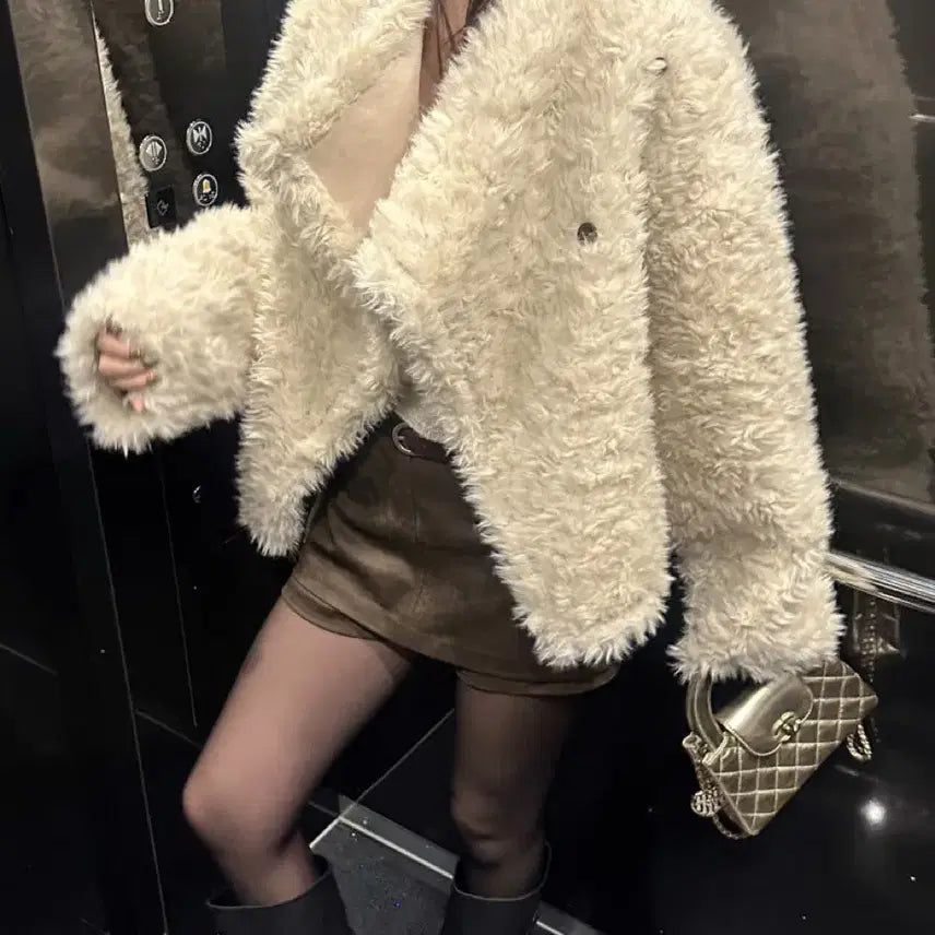 [BUNJANG] Suede Low-Waist Mini Skirt Pants with Built-in Shorts / 스웨이드 미니스커트 팬츠 로우웨스트 페미닌 속바지 내장