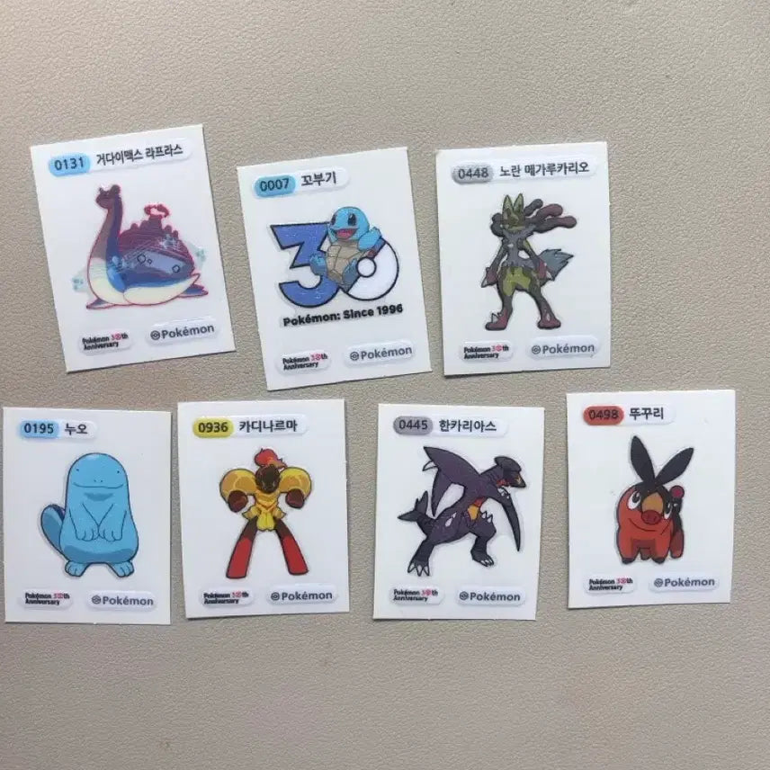 [BUNJANG] Pokemon Bread 30th Anniversary Stickers Bundle Set - G-Max Lapras, Squirtle, and 7 Variants / 포켓몬빵 30주년 띠부씰 거다이이맥스 라프라스 꼬부기 메루카리오
