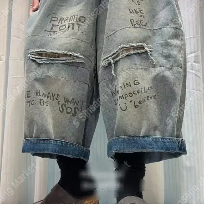 [BUNJANG] Summer Wide Leg Jeans / 여름  고급스런 디자인이쁜  청베기통바지  새상품