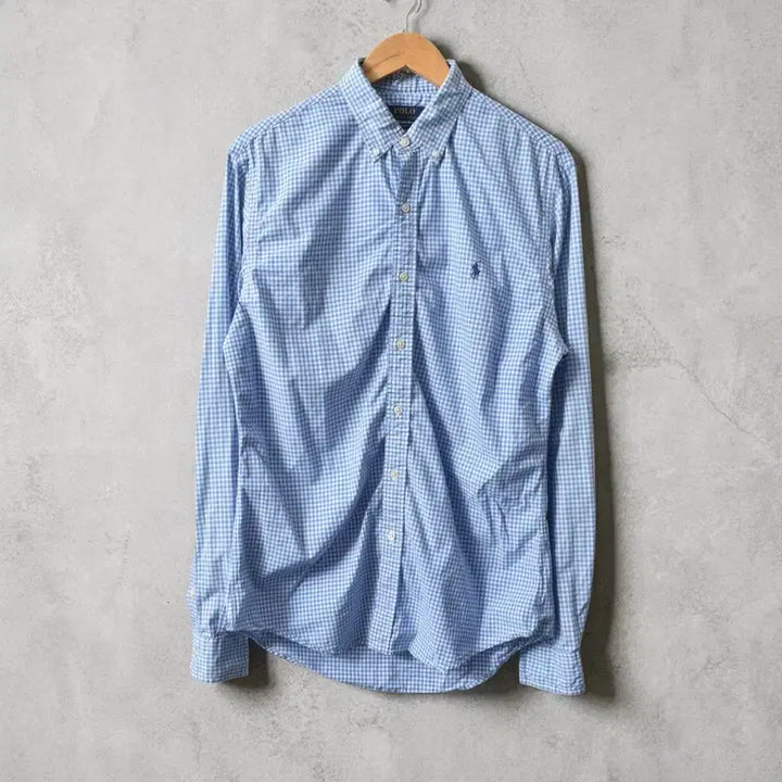 [BUNJANG] Polo Ralph Lauren Blue Gingham Check Slim Fit Cotton Shirt / 폴로 랄플로렌 큐알 체크 셔츠 M0394