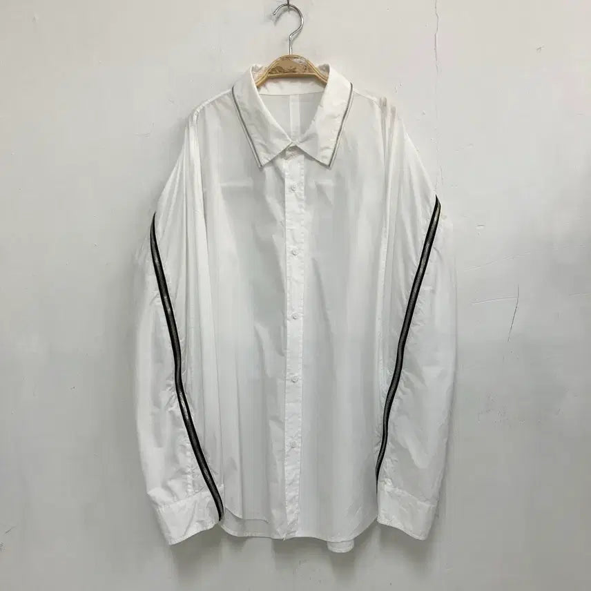 [BUNJANG] SYSTEM White Zipper Detail Shirt / 시스템 화이트 지퍼 포인트 셔츠