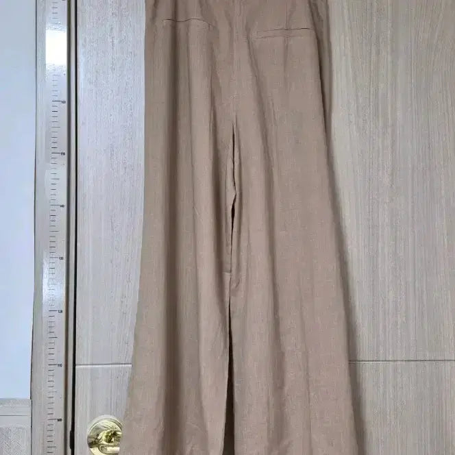 [BUNJANG] Plastic Island Beige Wide Pants Belt Set / 플라스틱 아일랜드 베이지 팬츠 M 핀턱 레이온 린넨  벨트세트