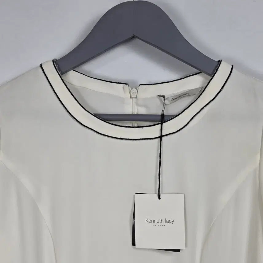 [BUNJANG] KENNETH LADY Houndstooth Check 7/8 Sleeve Dress Ivory / 새상품) 케네스레이디 하운즈투스체크 7부 원피스 아이보리 여95.0513