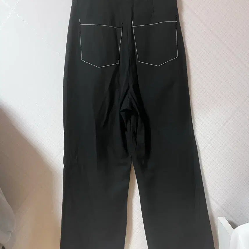 [BUNJANG] Stitch Point Black Wide Pants / 스티치 포인트 블랙 와이드 팬츠