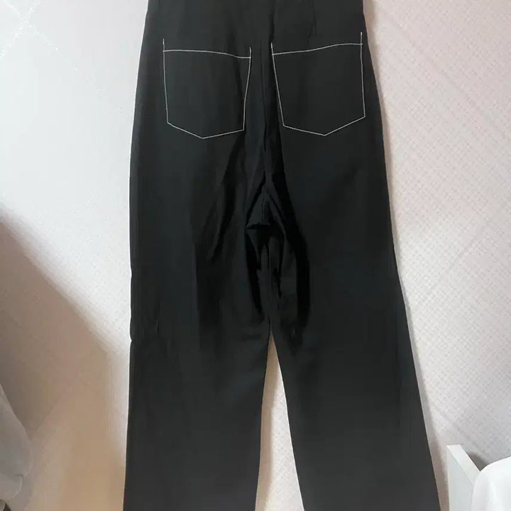 [BUNJANG] Stitch Point Black Wide Pants / 스티치 포인트 블랙 와이드 팬츠