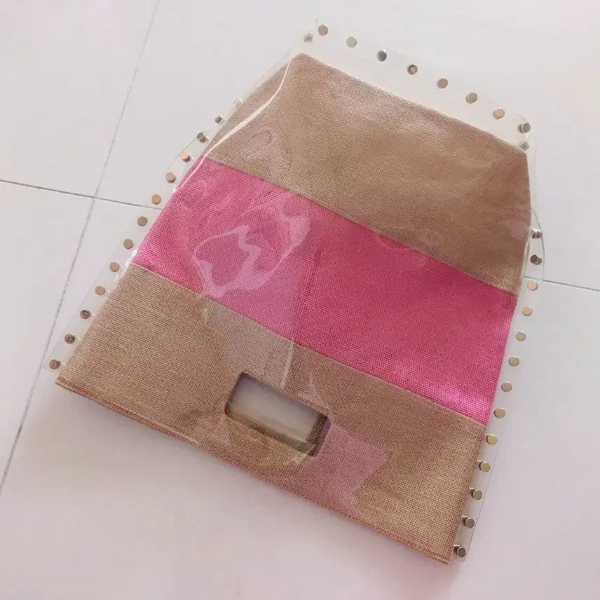 [BUNJANG] Masojiae Bag with Studded Vinyl Bag Set / (그리스 구매)마소재 가방 + 외부 징 비닐 백 세트