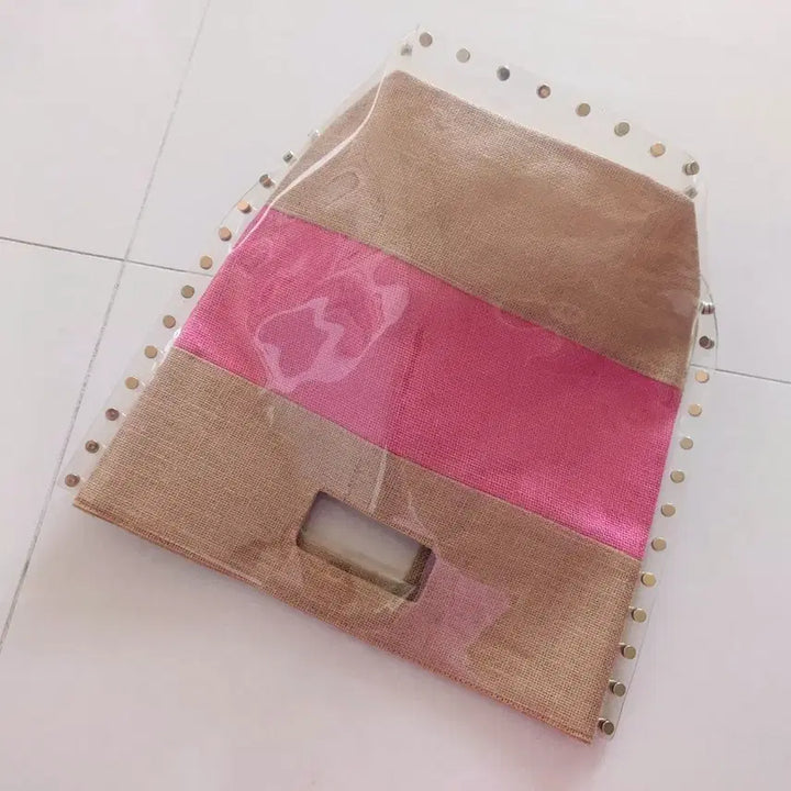 [BUNJANG] Masojiae Bag with Studded Vinyl Bag Set / (그리스 구매)마소재 가방 + 외부 징 비닐 백 세트