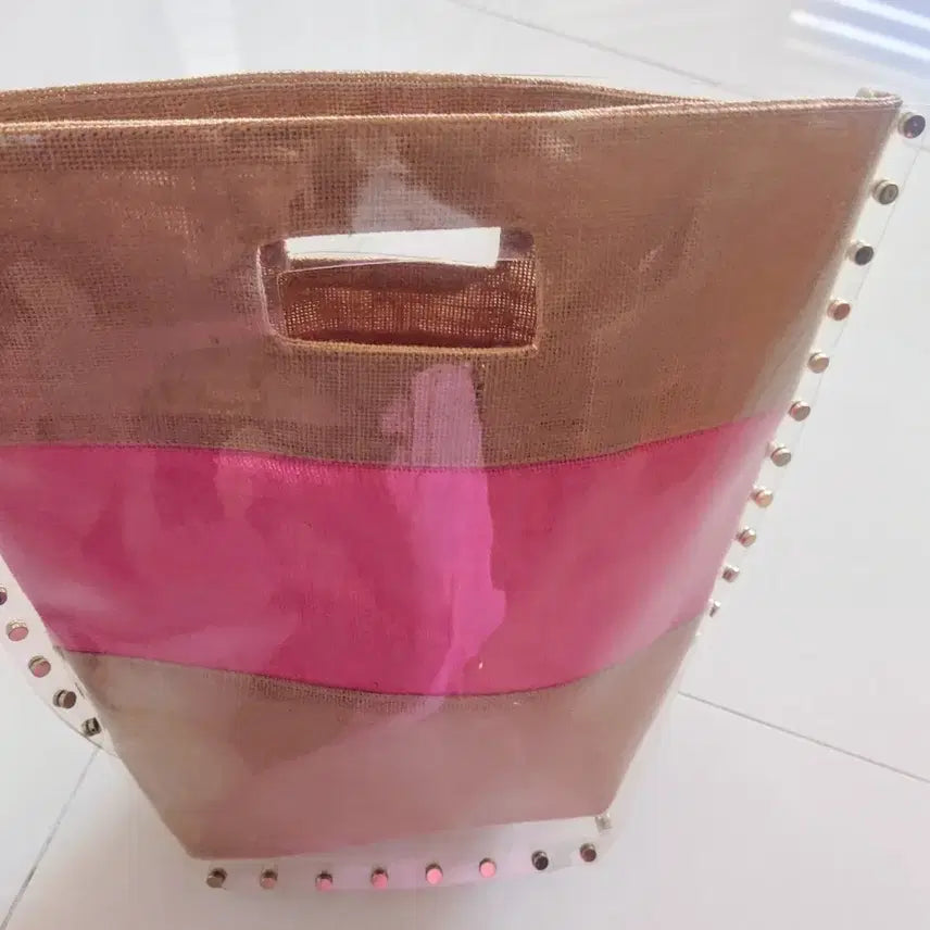 [BUNJANG] Masojiae Bag with Studded Vinyl Bag Set / (그리스 구매)마소재 가방 + 외부 징 비닐 백 세트