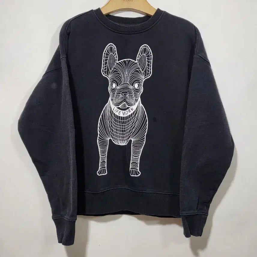 [BUNJANG] Lifework Black Dog Print Sweatshirt / 라이프워크 맨투맨 블랙
