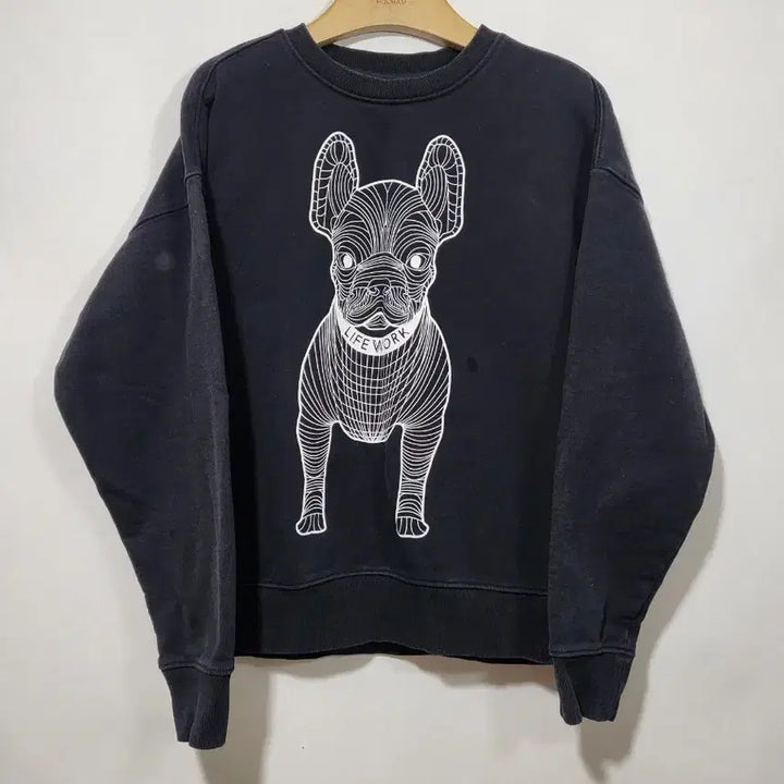 [BUNJANG] Lifework Black Dog Print Sweatshirt / 라이프워크 맨투맨 블랙