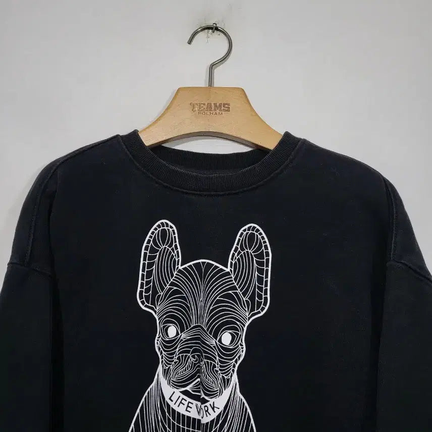 [BUNJANG] Lifework Black Dog Print Sweatshirt / 라이프워크 맨투맨 블랙