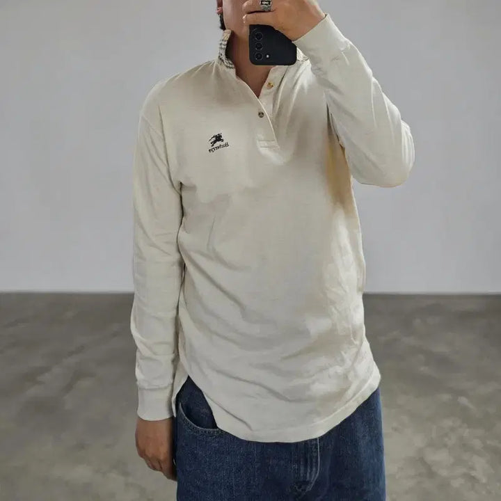 [BUNJANG] Burberry 90s Long Sleeve Collar T-Shirt M0393 / 90S 버버리 PK셔츠 카라티 M0393