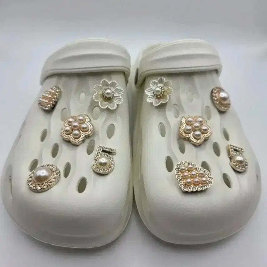 [BUNJANG] New Pearl Number 5 Jibbitz (10 pcs) / 새상품 신꾸 진주 넘버5 지비츠 10개