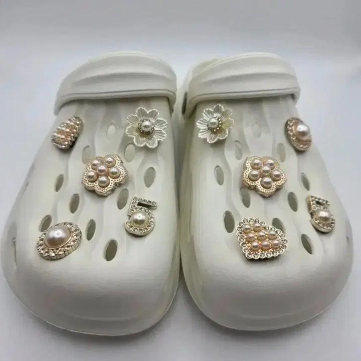 [BUNJANG] New Pearl Number 5 Jibbitz (10 pcs) / 새상품 신꾸 진주 넘버5 지비츠 10개
