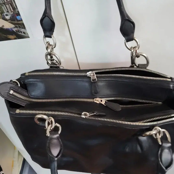 [BUNJANG] Coach Black Leather Tote Bag Shoulder Bag / 코치 블랙 가죽 토트백 숄더백