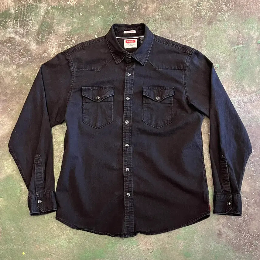 [SOLD OUT] [L] Wrangler 블랙 웨스턴 스냅버튼 랭글러 셔츠