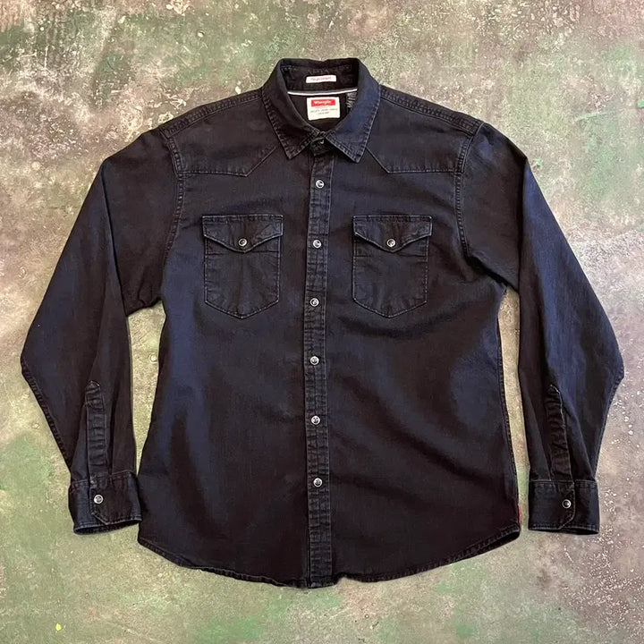 [SOLD OUT] [L] Wrangler 블랙 웨스턴 스냅버튼 랭글러 셔츠