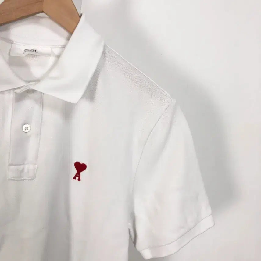 [BUNJANG] AMI Paris Heart Logo PK T-shirt White / 아미 정품 스몰하트 pk티 화이트